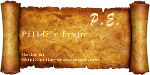 Pillár Ervin névjegykártya